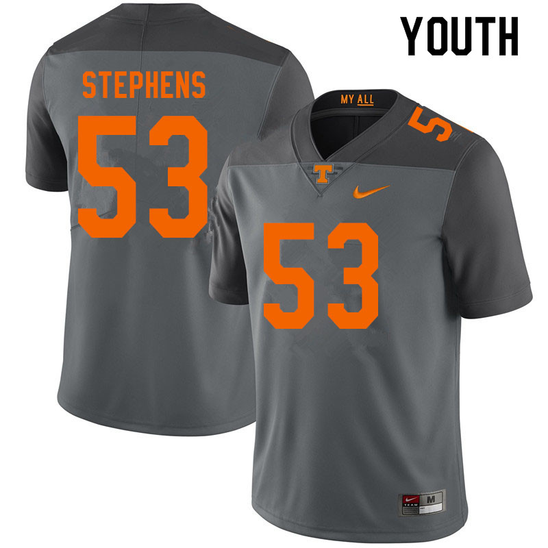 Youth #53 Dawson Stephens Tennessee Volunteers College Football Jerseys Sale-Gray